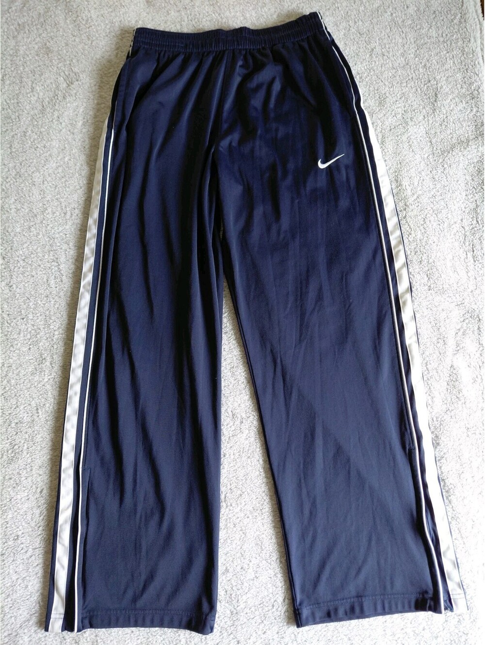 Nike Basketball Mens Navy Blue Athletic Warm Up Pants Size Med Wide Leg